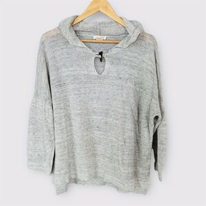 SUNDANCE CATALOG Heather Gray Women's 100% Linen Keyhole Hoodie
